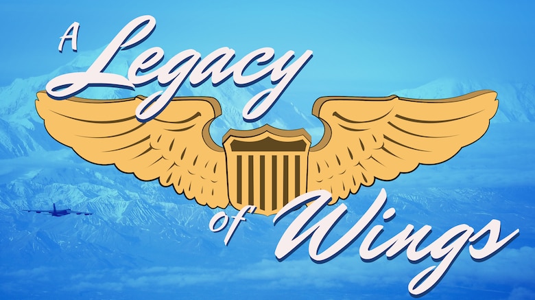 A digital art piece that has the pilot wings and the title of the article 'A legacy of wings'.
