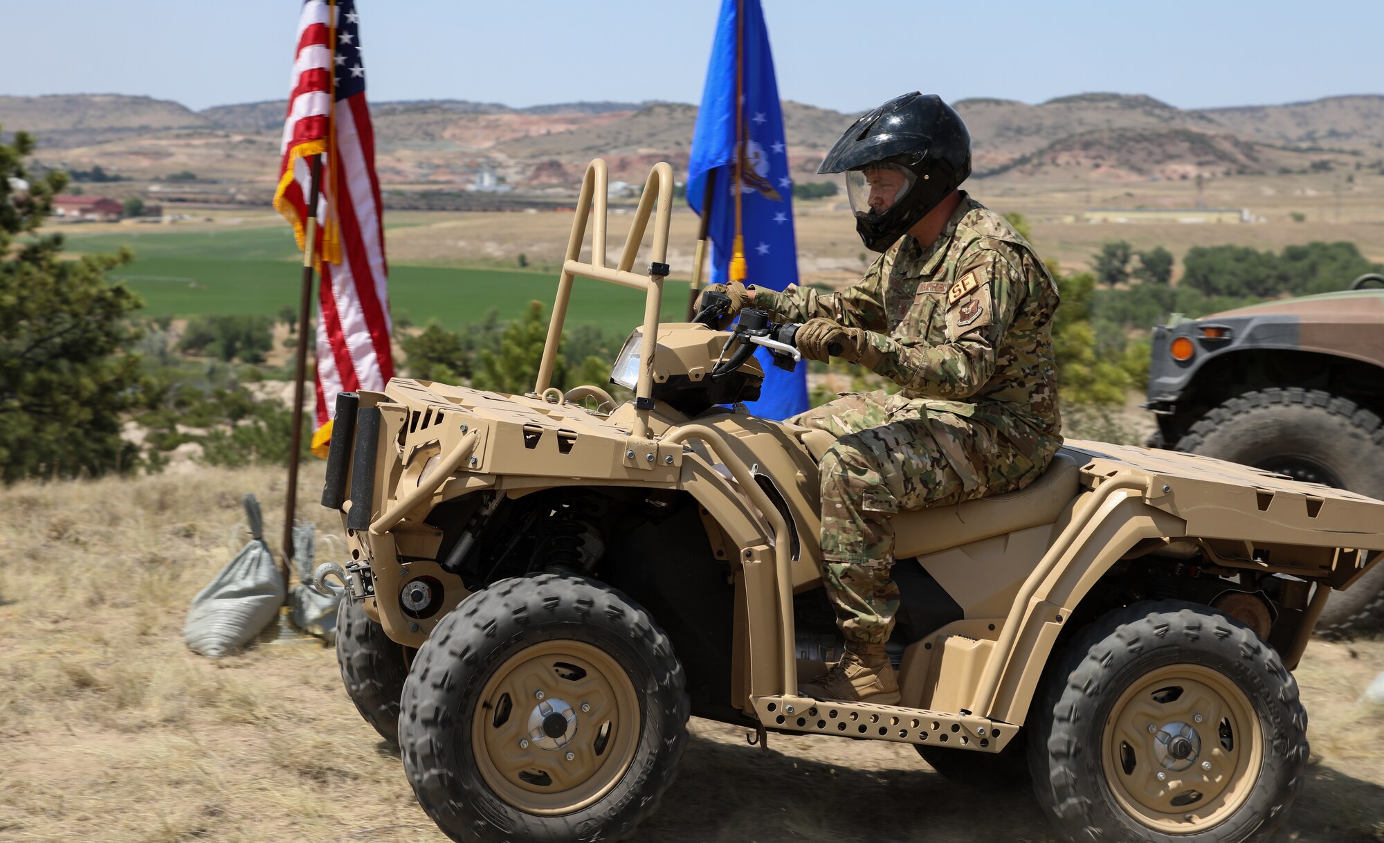 Major Binion on an ATV