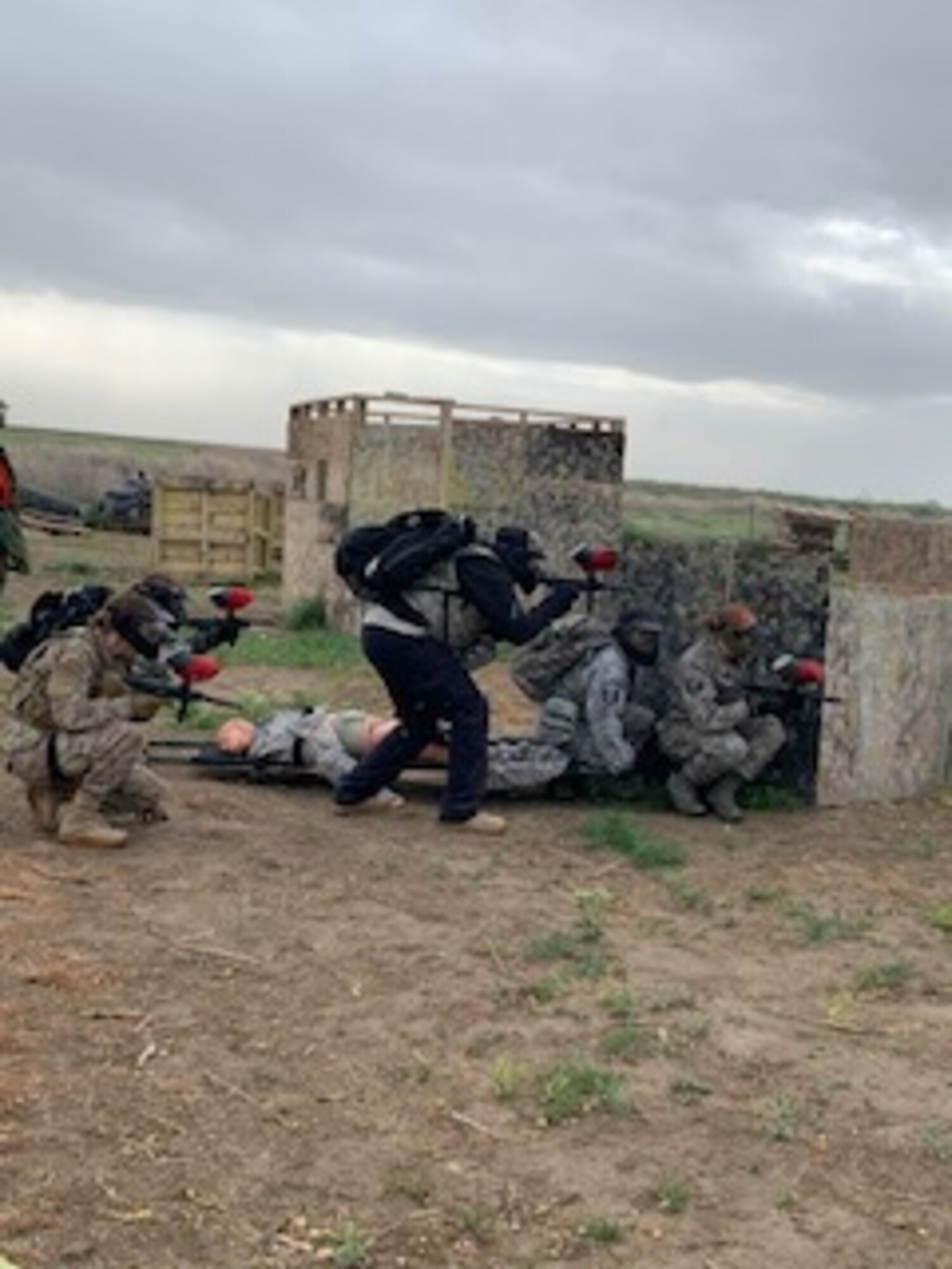 U.S. Air Force Airmen provide combat medical care during an exercise near Mountain Home Air Force Base, Idaho. The 366th Operations Medical Readiness Squadron created a field response training program to ensure Air Force medics receive realistic care-under-fire training so they’re ready to save lives down-range. (Courtesy photo)