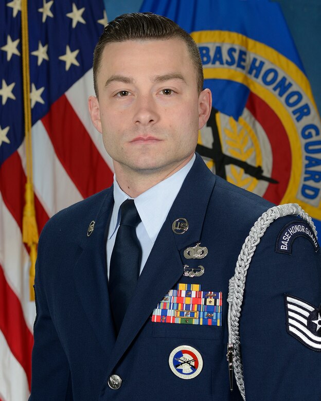 Tech. Sgt. Meldion Shehu, 66th Force Support Squadron honor guardsman, was recently selected as the Air Force’s 2019 Base Honor Guard Member of the Year. (U.S. Air Force photo by Linda LaBonte Britt)