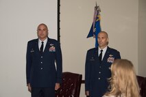 A photo of Airmen during a change of command ceremony