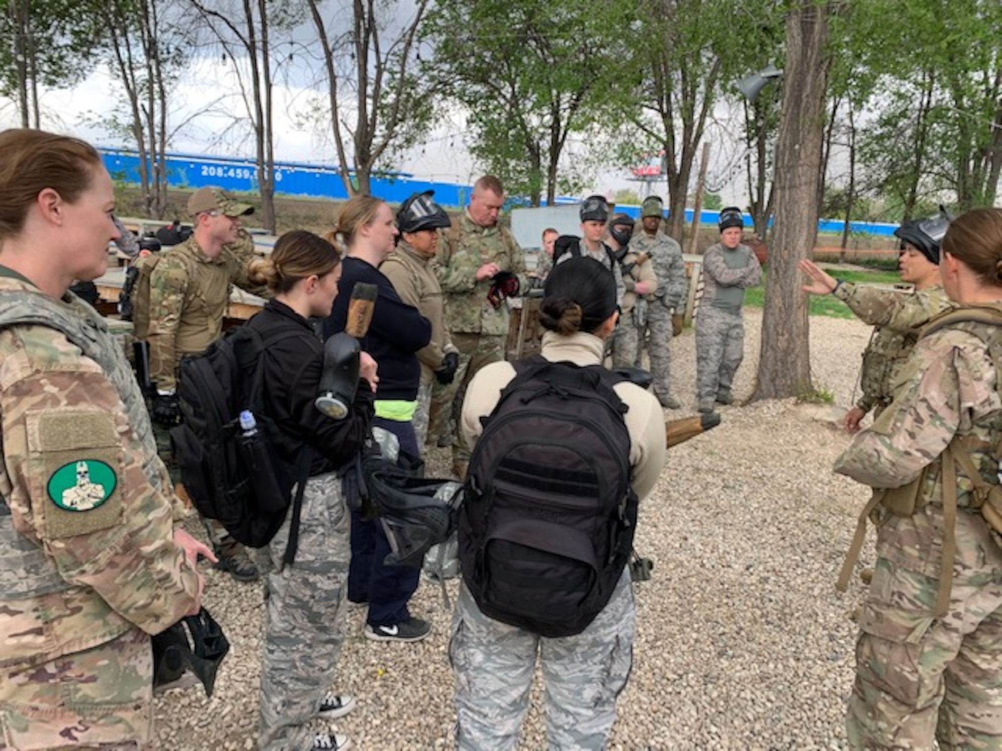 U.S. Air Force Airmen debrief after a combat medical care exercise near Mountain Home Air Force Base, Idaho. The 366th Operations Medical Readiness Squadron created a field response training program to ensure Air Force medics receive realistic care-under-fire training so they’re ready to save lives down-range. (Courtesy photo)
