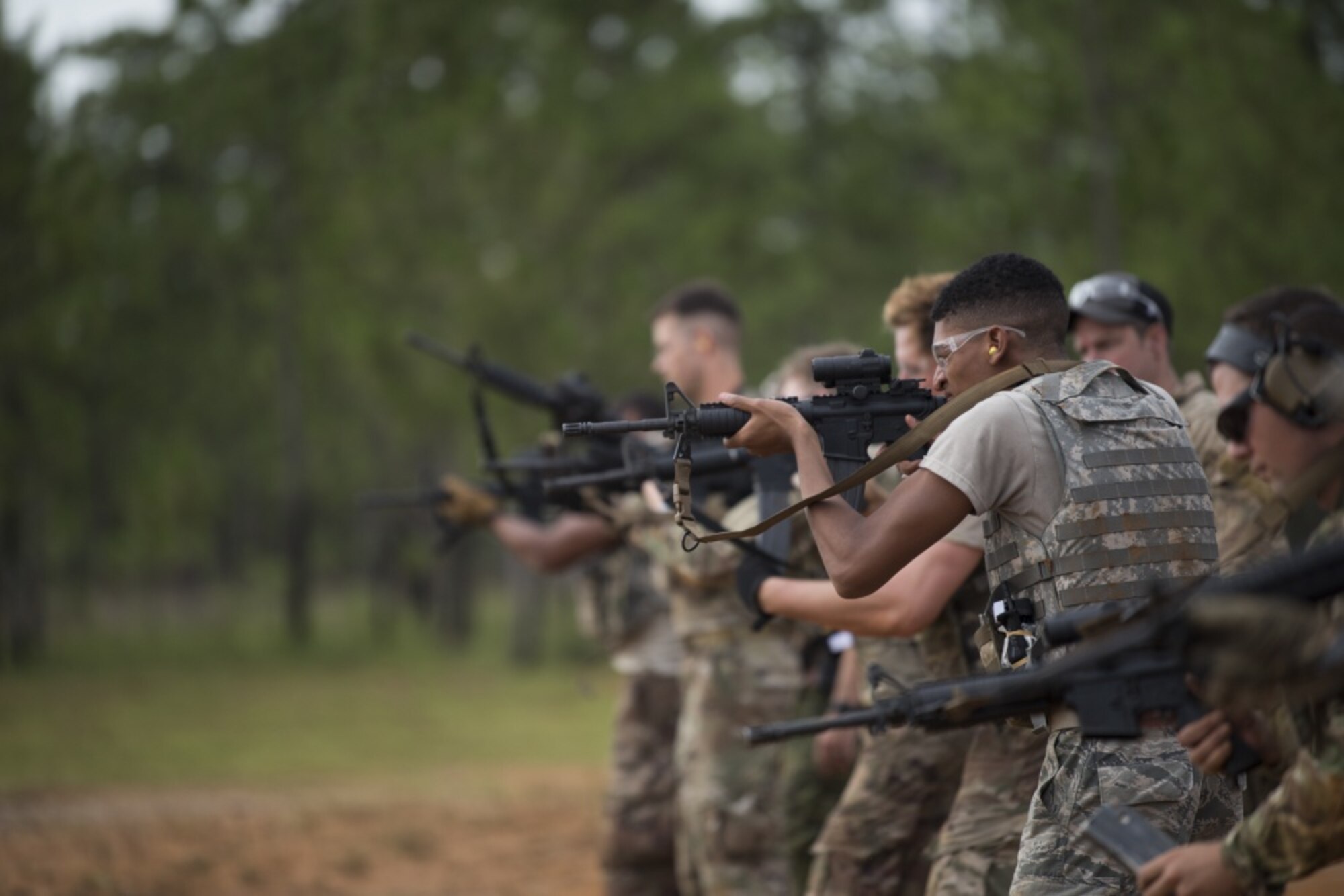 Simulated partner force members train basic rifle skills alongside Air Force Special Tactics operators as part of Commando Crubicle at Eglin Range, Florida, June 22, 2020.
