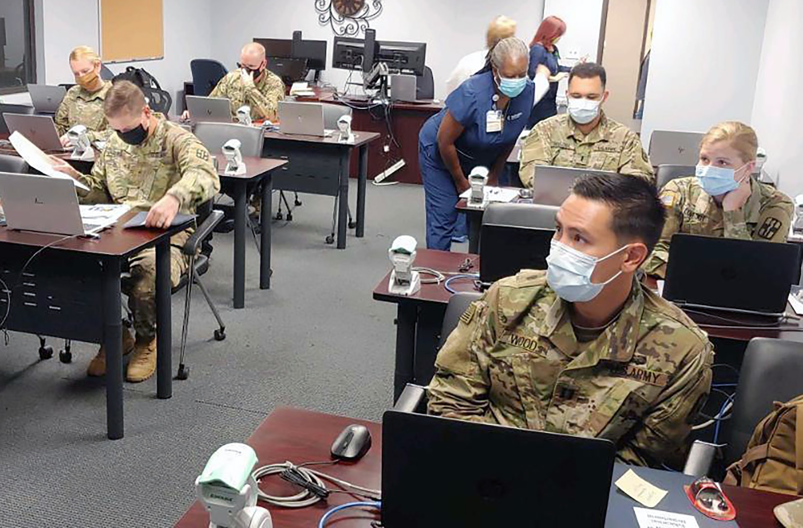 Soldiers from the Urban Augmentation Medical Task Force-627 attended integration and training at Methodist Hospital training center in San Antonio July 8, 2020.