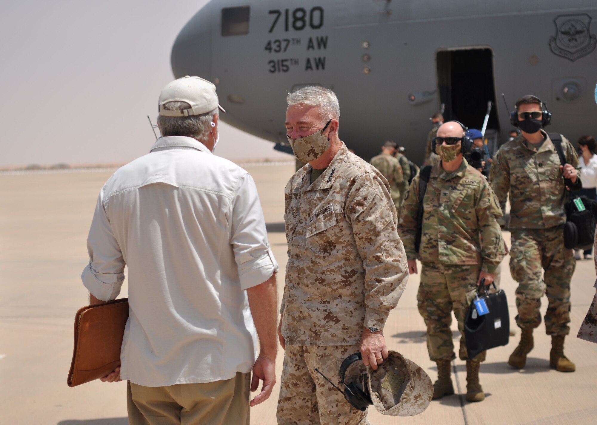 U.S. Marine Corps Gen Frank McKenzie, CDR, U.S. Central Command, visits Prince Sultan Air Base.