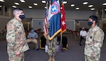 Col. Roman J. Cantu (left) relinquishes command of the 5th Recruiting Brigade to Col. La'Tonya N. Jordan (right) during a ceremony at the Military & Family Readiness Center at Joint Base San Antonio-Fort Sam Houston July 10.