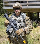 New York Army National Guard Spc. Olivia Mannetti, a member of the 466th Medical Company, Area Support, takes a break while training for deployment to the Middle East at Camp Smith Training Site near Peekskill, N.Y., June 12, 2020.  In the last year Mannetti, a 22-year old medic, has joined the Army National Guard and completed training, mobilized as part of the New York National Guard's COVID-19, and is now getting ready to deploy with her unit.