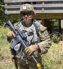 New York Army National Guard Spc. Olivia Mannetti, a member of the 466th Medical Company, Area Support, takes a break while training for deployment to the Middle East at Camp Smith Training Site near Peekskill, N.Y., June 12, 2020.  In the last year Mannetti, a 22-year old medic, has joined the Army National Guard and completed training, mobilized as part of the New York National Guard's COVID-19, and is now getting ready to deploy with her unit.