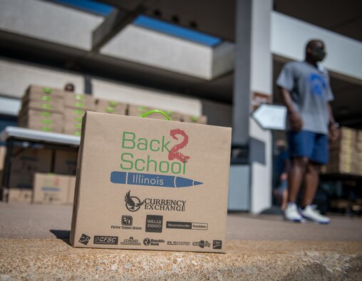 Scott Air Force Base Operation Homefront Back-to-School Brigade school supplies distribution event, July 11, 2020, Scott Air Force Base, Illinois. (U.S. Air Force photo by Master Sgt. Christopher Parr)