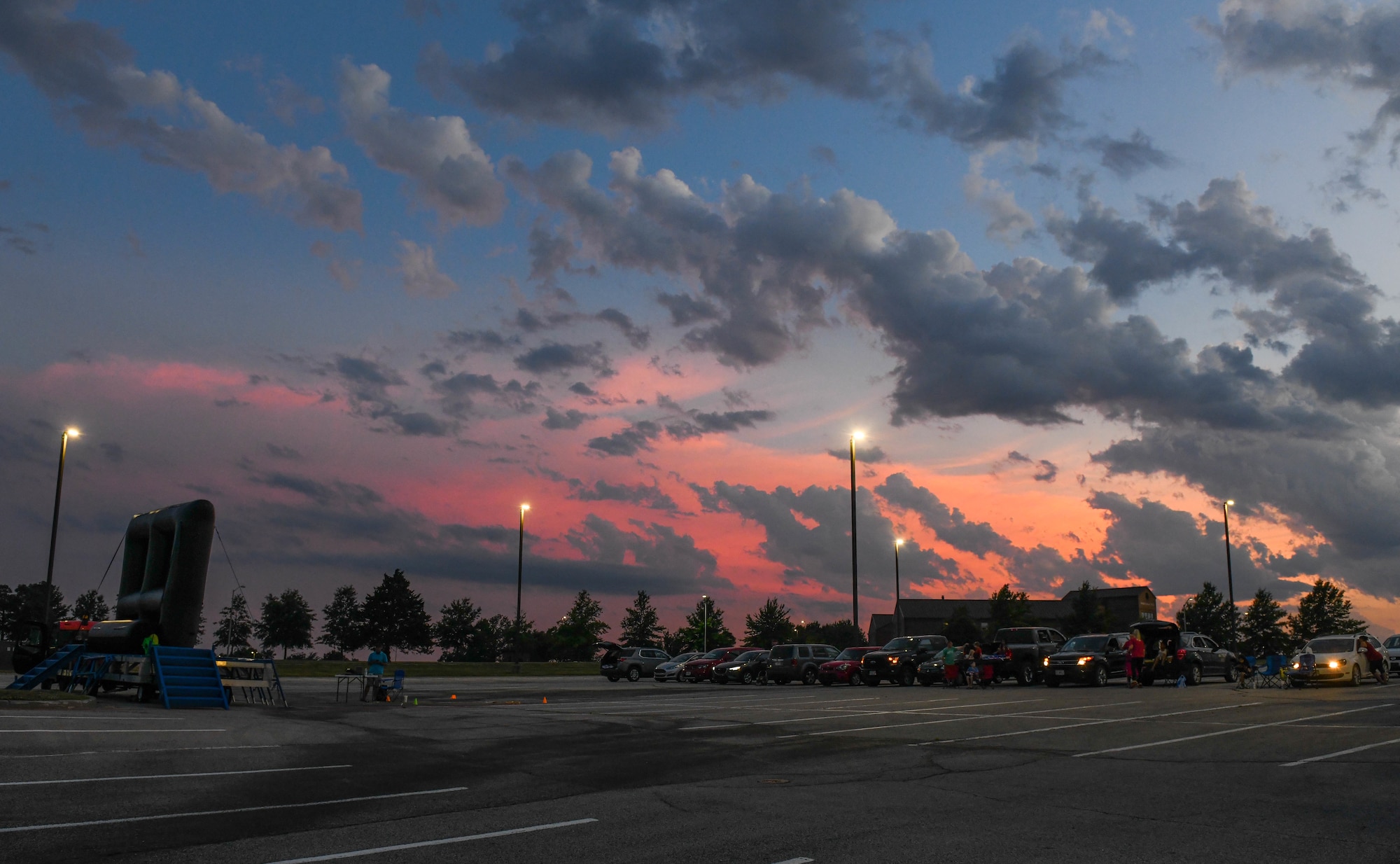 Team Whiteman members participate in a drive-in movie event