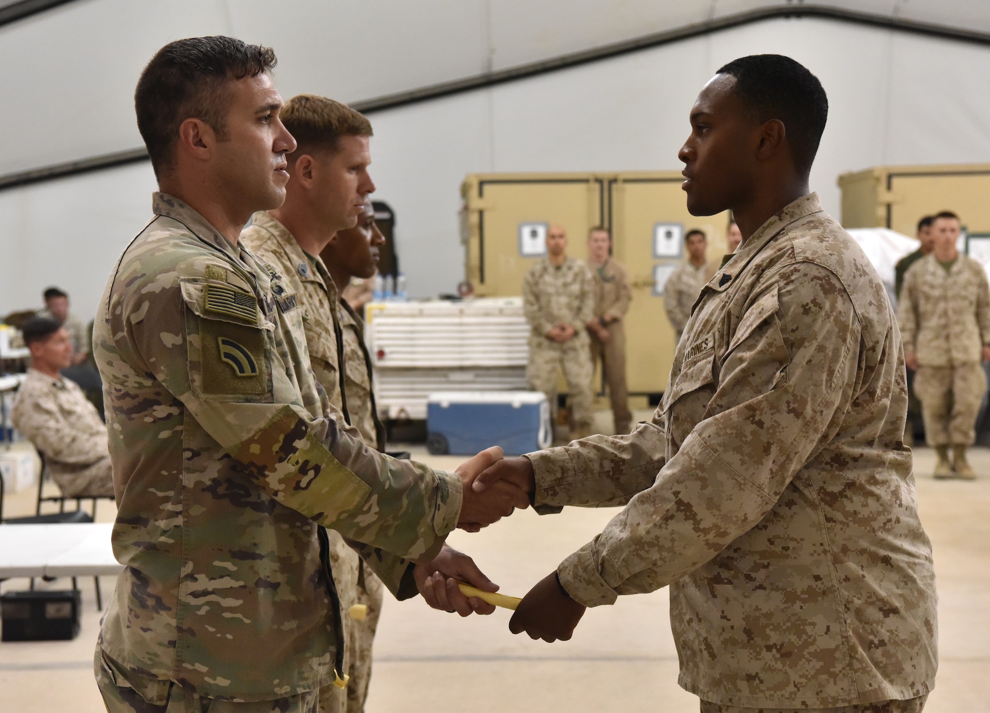 Sixty U.S. Marines with Mari.ne Attack Squadron 214 complete their Corporals Course at Prince Sultan Air Base, Kingdom of Saudi Arabia