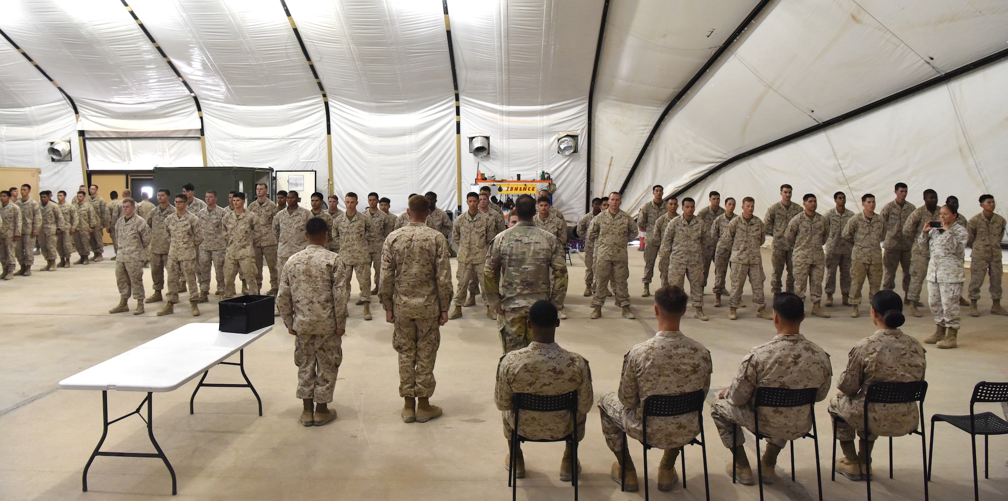 Sixty U.S. Marines with Mari.ne Attack Squadron 214 complete their Corporals Course at Prince Sultan Air Base, Kingdom of Saudi Arabia