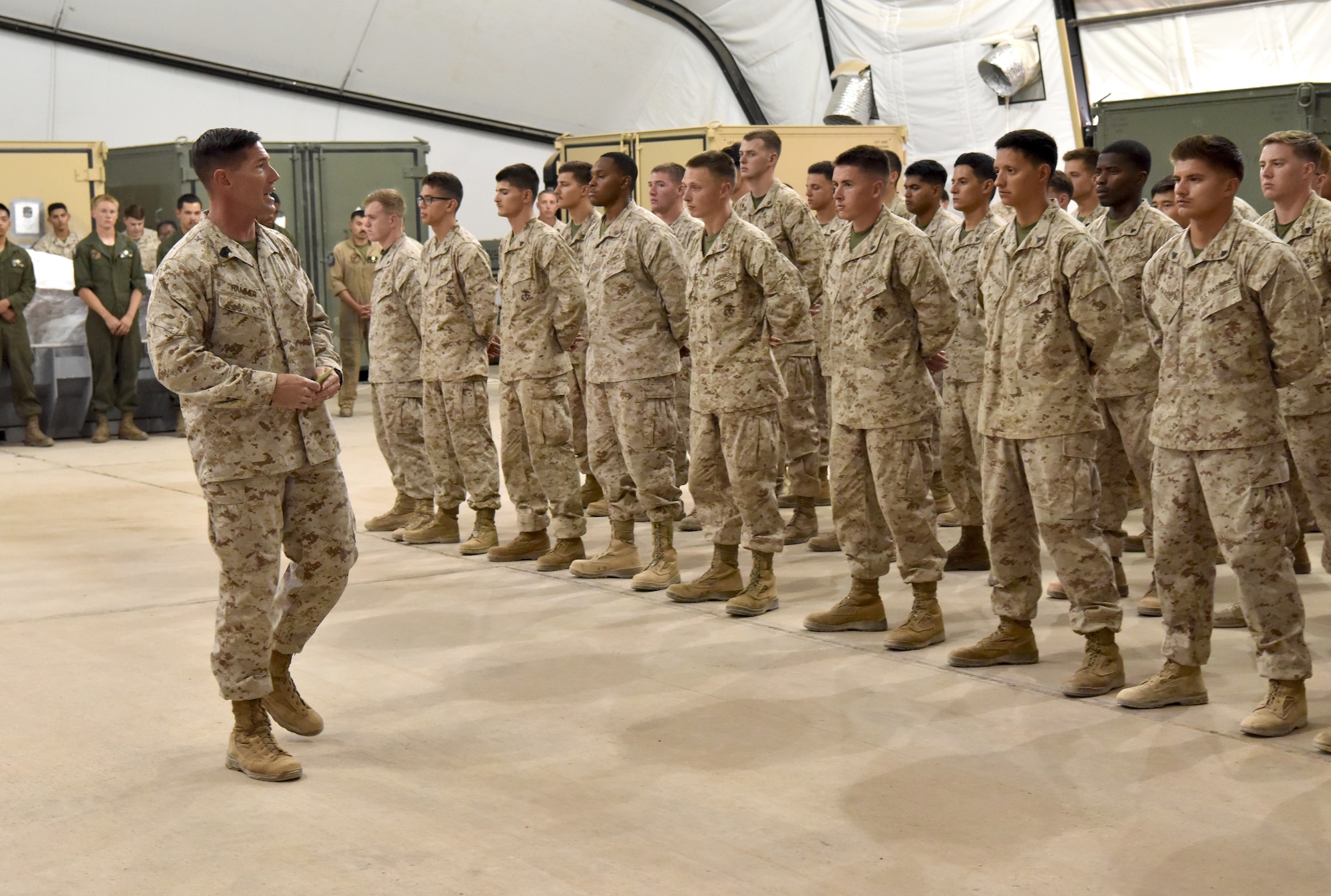 Sixty U.S. Marines with Mari.ne Attack Squadron 214 complete their Corporals Course at Prince Sultan Air Base, Kingdom of Saudi Arabia