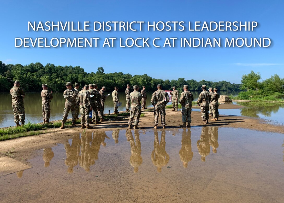 U.S. Army Senior Non-Commissioned Officers and Commissioned Officers from USACE Nashville District and the 326th Engineer Battalion from Fort Campbell Ky. Participate in leadership training at Lock C on the Cumberland River in Indian Mound Tenn. (USACE Photo by Daniel Barrios)