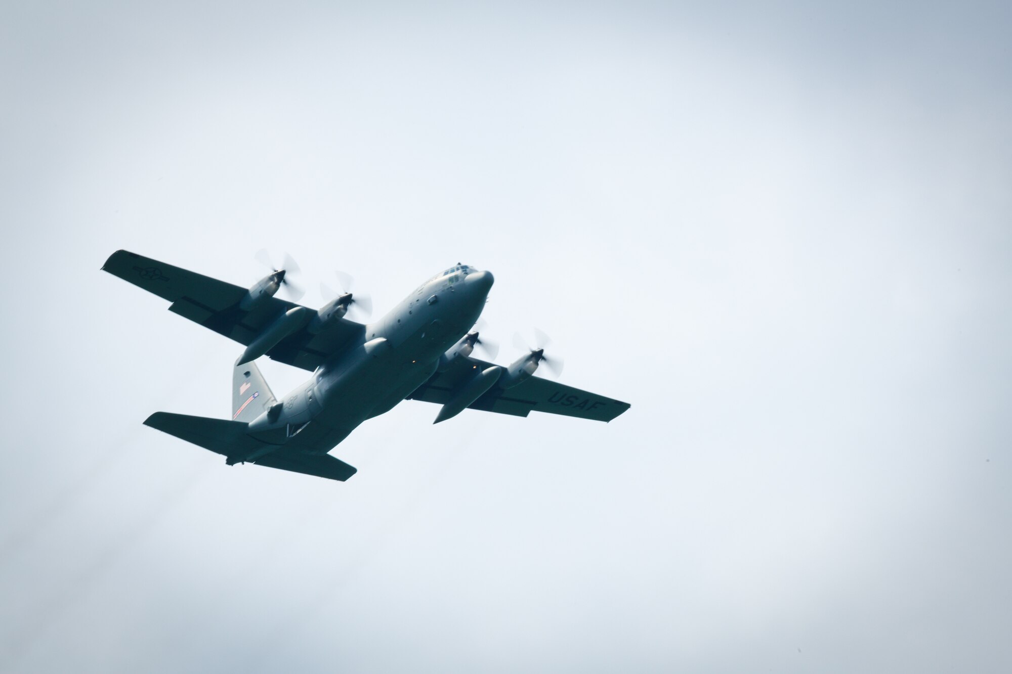 A 910th Airlift Wing C-130H Hercules flies over Camp Garfield’s drop zone for cargo drop training, July 12, 2020. The exercise provides cargo drop experience for the 757th Airlift Squadron aircrews.