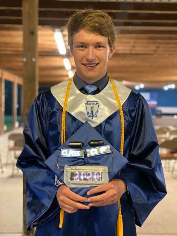 Zachary Harner was the first graduating senior to receive the STEM of Jesse scholarship, initiated by the Middle East District's Tom Stephenson. Harner's love of an engineering challenge inspired the design of his graduation cap which included two modified small message boards and a dissected pair of sunglasses that he connected and programmed with messages that he controlled from his phone.