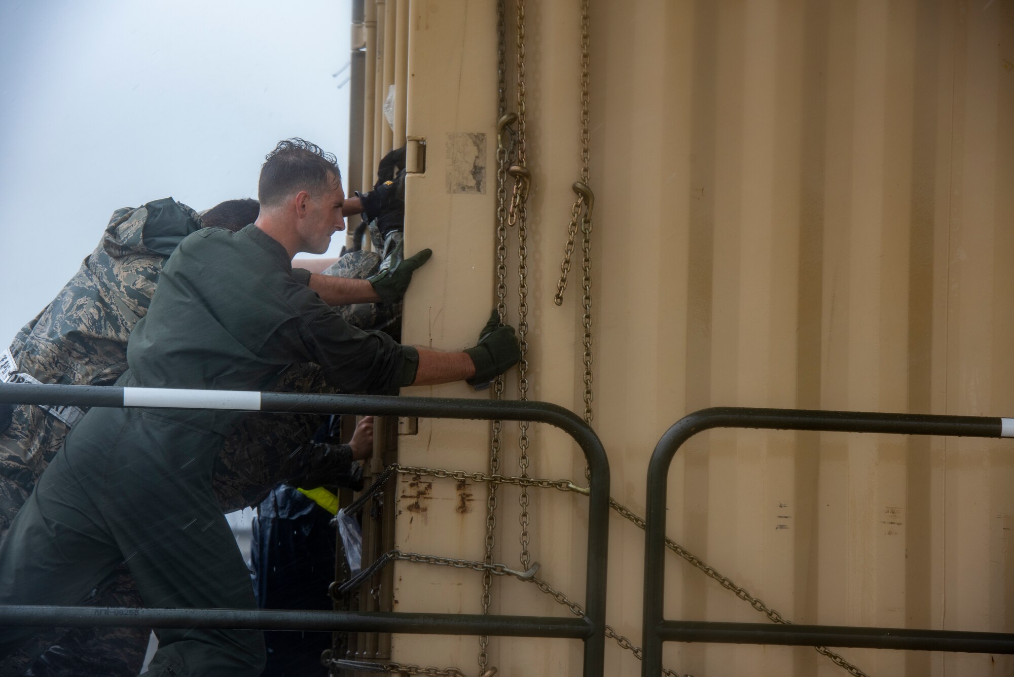 Dover AFB continues its rapid global airlift mission, even during the extreme conditions of Tropical Storm Fay.