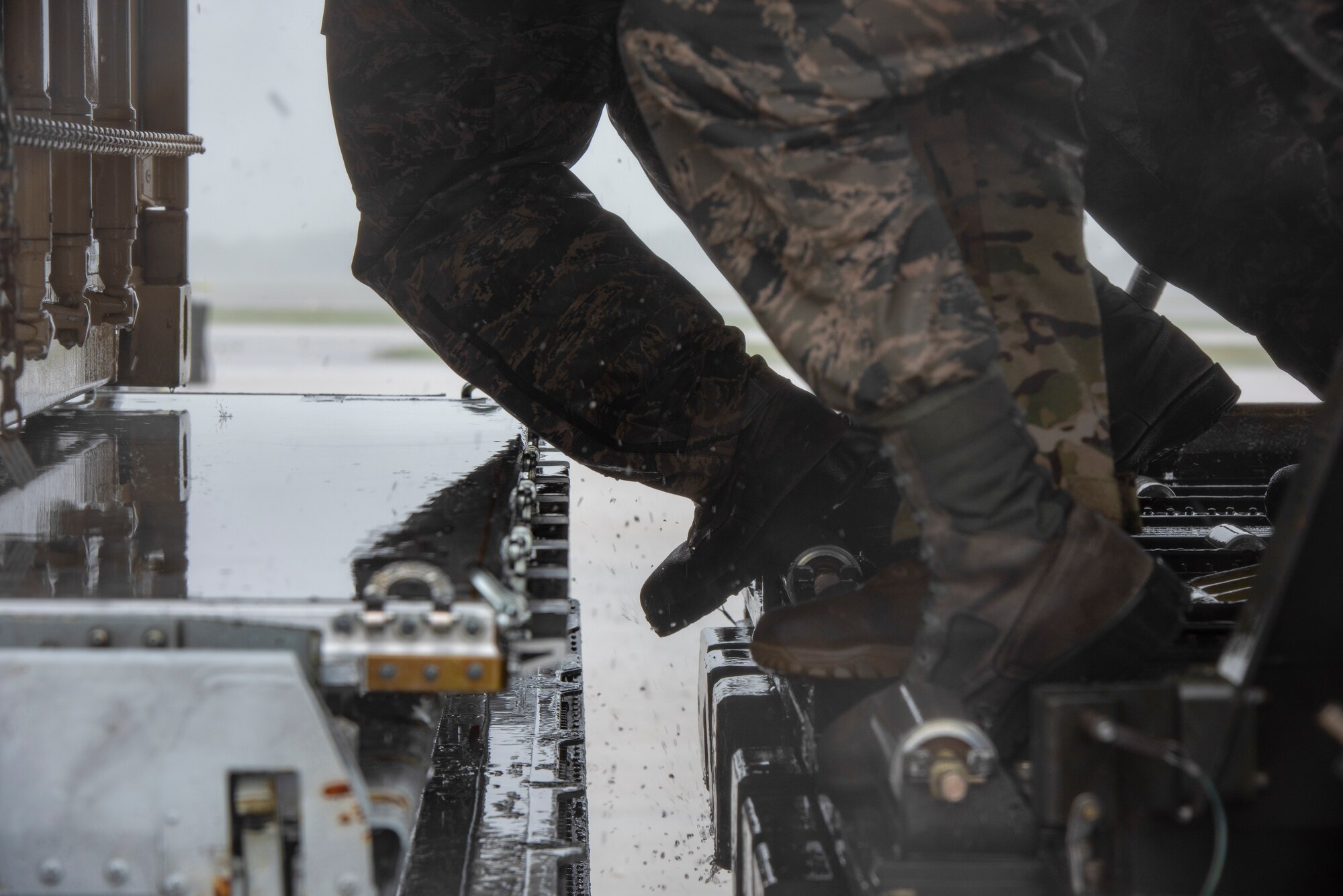 Dover AFB continues its rapid global airlift mission, even during the extreme conditions of Tropical Storm Fay.