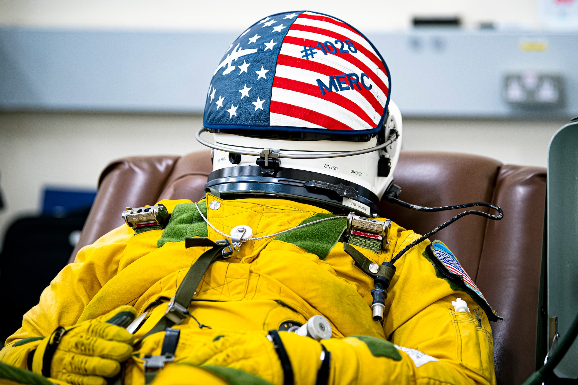 U.S. Air Force Capt. Joshua Hall, 99th Reconnaissance Squadron U-2 Dragon Lady pilot, rests prior to takeoff at RAF Fairford, England, July 8, 2020. The U-2 aircraft assigned to the 9th Reconnaissance Wing, Beale Air Force Base, Calif., are currently deployed to RAF Fairford as part of the 99th Expeditionary Reconnaissance Squadron. The aircraft supplements a variety of missions that enhance regional and global security in support of U.S. and NATO allies and regional partners. (U.S. Air Force photo by Senior Airman Eugene Oliver)