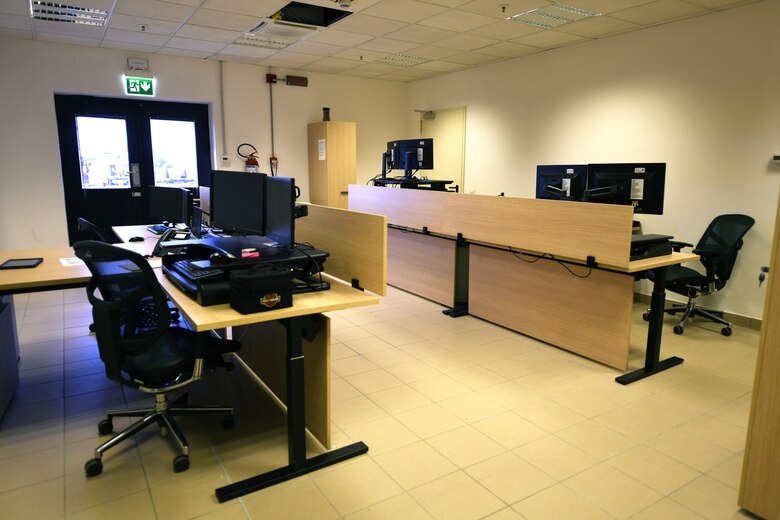 The 56th Helicopter Maintenance Unit built a new production room at Aviano Air Base, Italy, July 14, 2020. The 56th HMU opened a new support section, crew chief and specialist offices, productions office, kitchen, full bathroom, and a locker room with showers. (U.S. Air Force photo by Airman 1st Class Ericka A. Woolever)