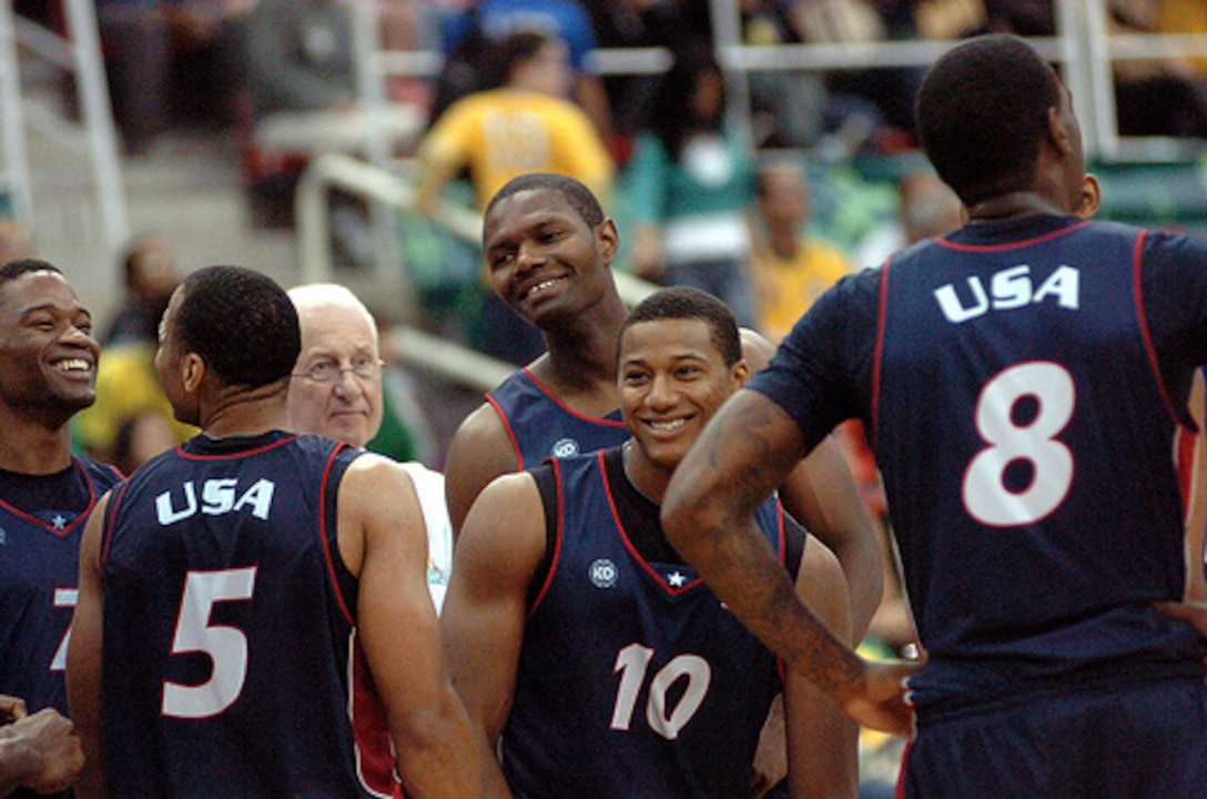 U.S. Armed Forces Basketball Team Competes at the Conseil International du Sport Militaire (CISM) Military World Games Basketball Championship in Rio de Janeiro, Brazil, earning bronze on July 24, 2011.