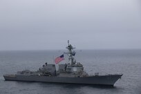 USS Halsey performs a passing exercise with the Ecuadorian Navy.