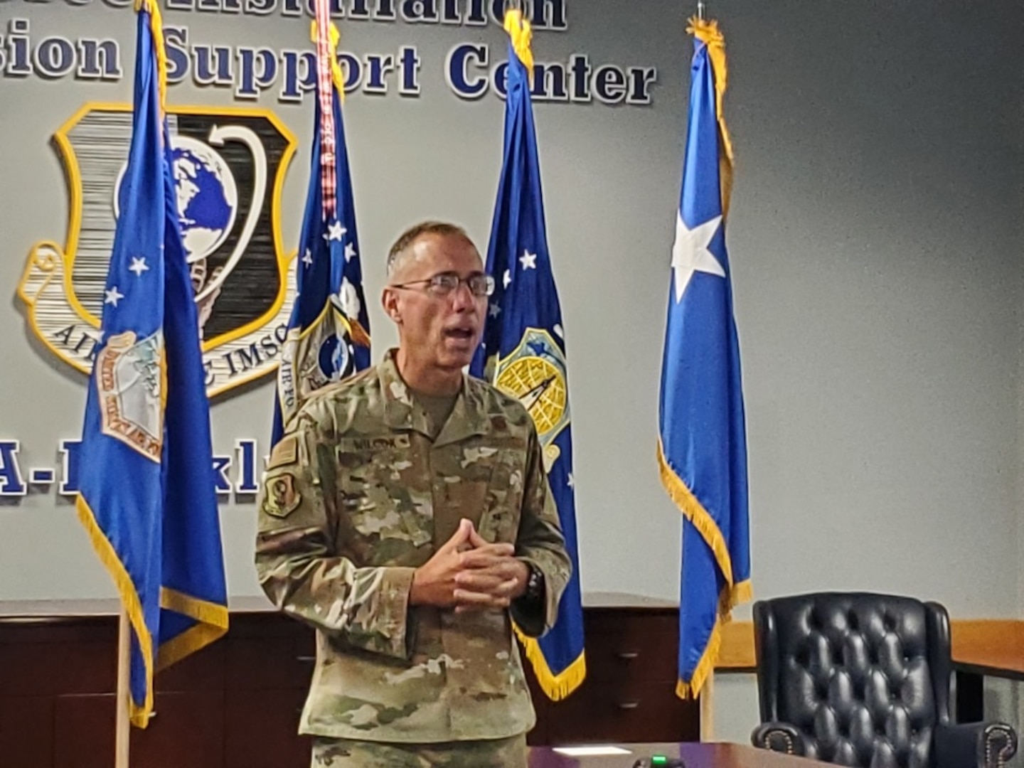 Photo of Maj. Gen. Tom Wilcox giving remarks