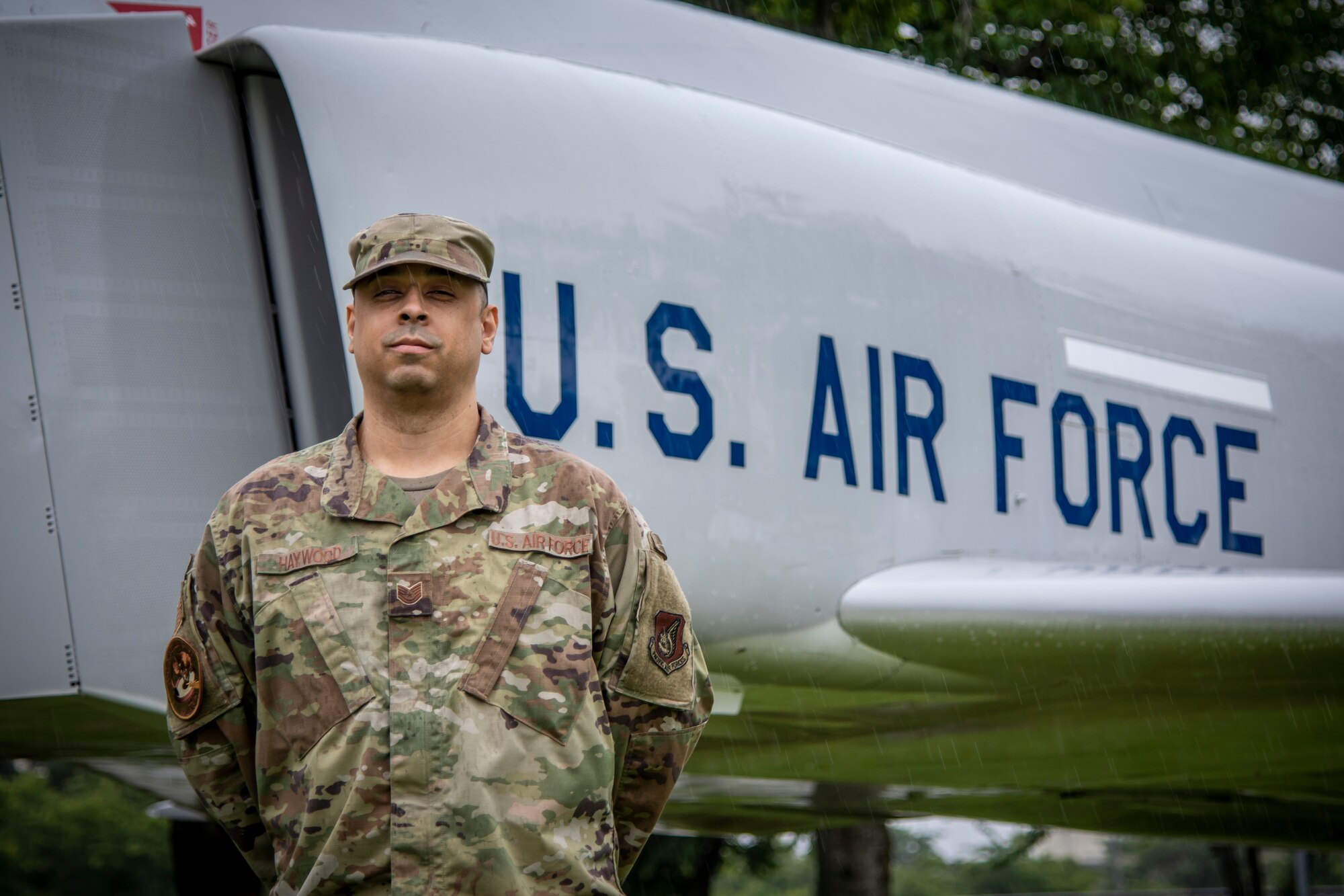 U.S. Air Force Tech. Sgt. Bradley Haywood, a 35th Fighter Wing equal opportunity NCO in charge, paused for a photo at Misawa Air Base, Japan, July 7, 2020. Haywood earned the Gen. Billy J. Bowles Mentorship Award for his work on and off-duty motivating his fellow Airmen. Haywood will now compete at the Air Force level. (U.S. Air Force photo by Airman 1st Class China M. Shock)