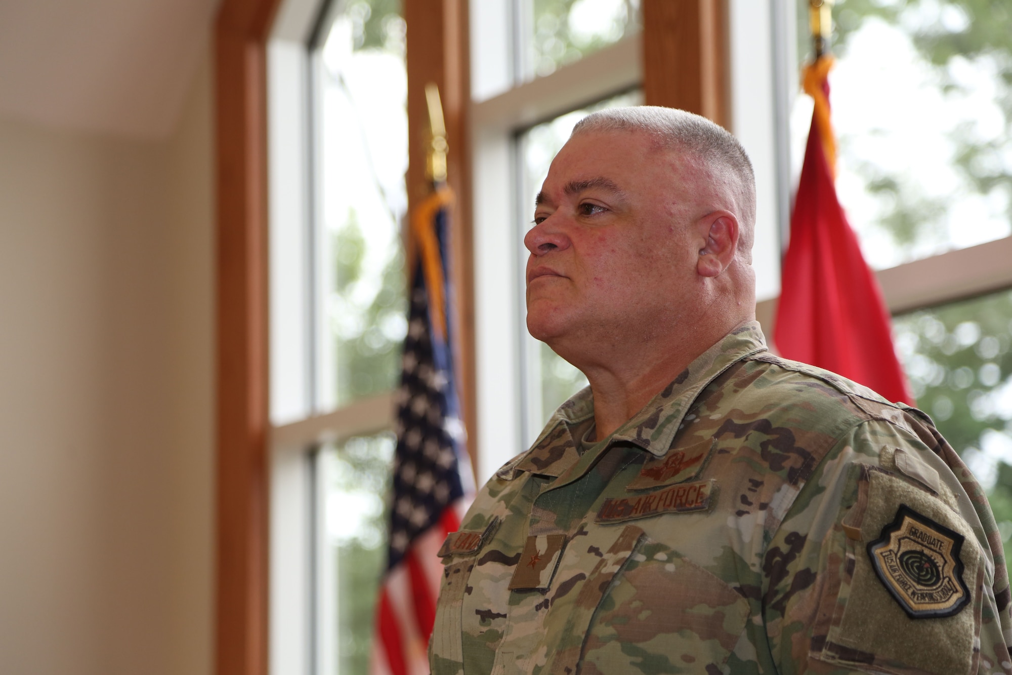 A promotion and assumption of duty ceremony was held for Brig. Gen. Kenneth S. Eaves at the Ike Skelton Training Site in Jefferson City, Mo. on July 15, 2020. Eaves is the Assistant Adjutant General for the State of Missouri, and commands the state's more than 2,300 Airmen. (U.S. National Guard photo by Spc. Christopher Saunders)