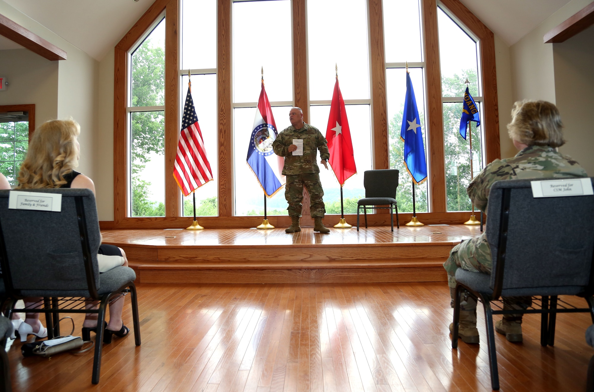 A promotion and assumption of duty ceremony was held for Brig. Gen. Kenneth S. Eaves at the Ike Skelton Training Site in Jefferson City, Mo. on July 15, 2020. Eaves is the Assistant Adjutant General for the State of Missouri, and commands the state's more than 2,300 Airmen. (U.S. National Guard photo by Spc. Christopher Saunders)