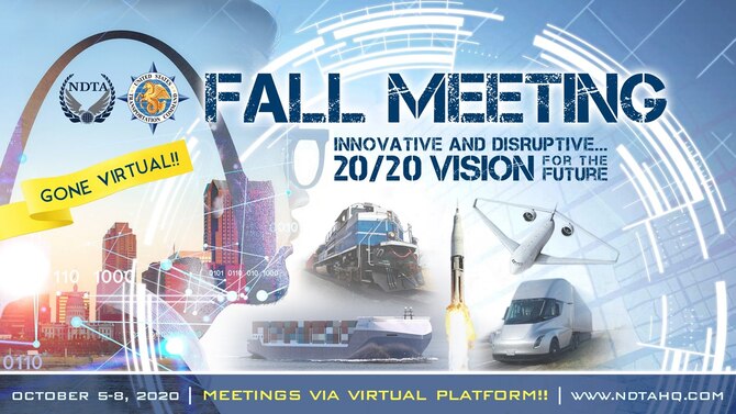 The eighth annual – and virtual - National Defense Transportation Association-U.S. Transportation Command Fall Meeting, occurs October 5 – 8, 2020. The collaborative event provides a unique opportunity for industry and Department of Defense transportation practitioners to virtually meet and discuss the challenges, changes, new technologies, and best practices within their profession. (U.S. Transportation Command graphic)