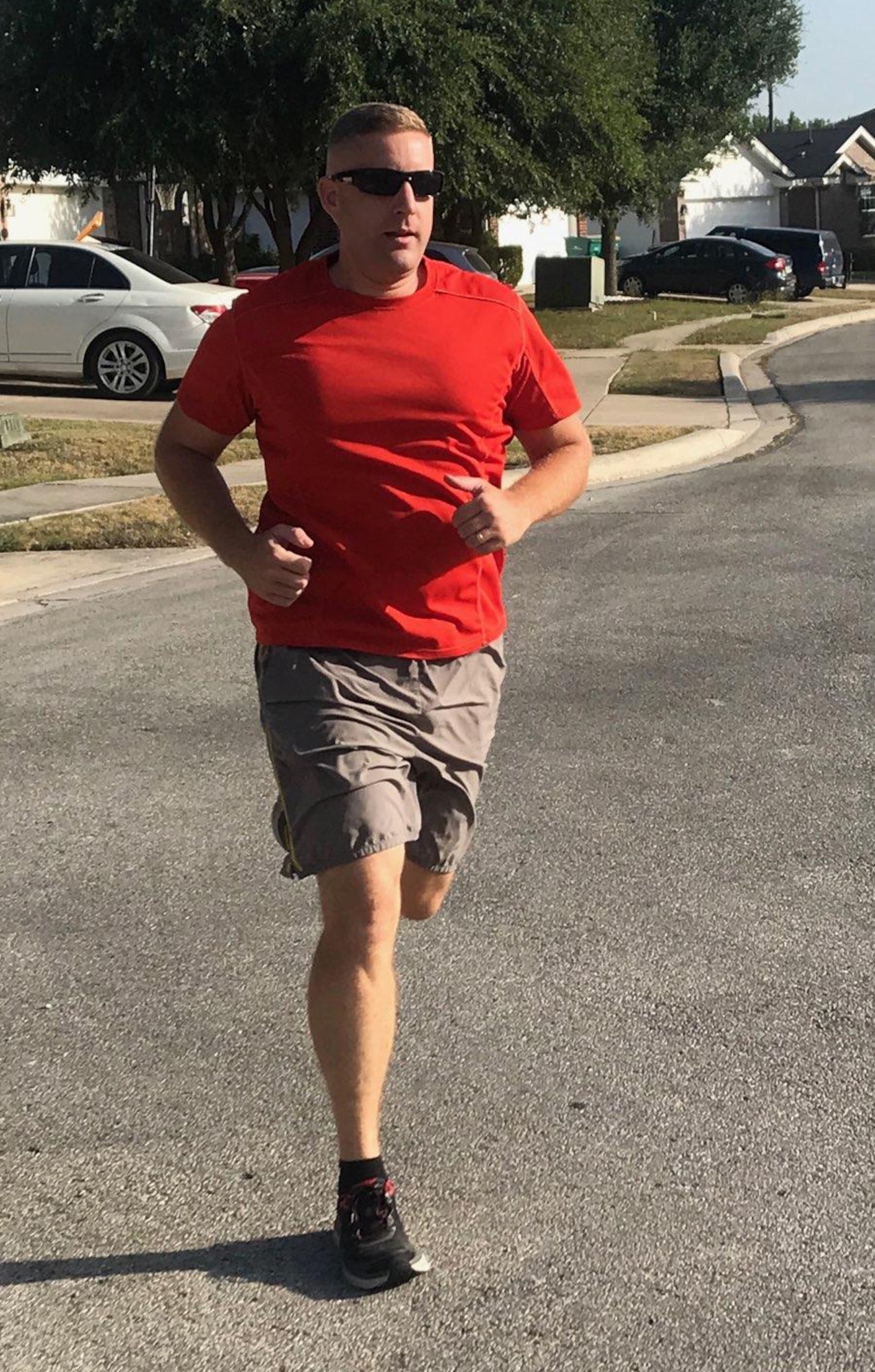 Tech. Sgt. Jason Beaucage, assigned to the 341st Recruiting Squadron as the San Antonio Military Entrance Processing Station liaison supervisor, runs each day in honor of a different Air Force Recruiting Service group or squadron.