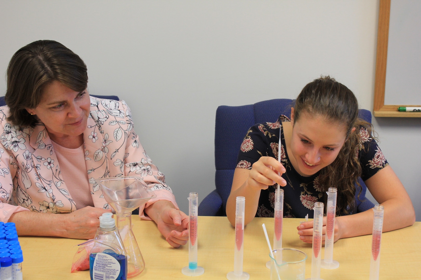 IMAGE: Dr. Rose Hayden (right) works with Hannah Swirzinski (left), an intern from Ocean Lakes High School in Virginia Beach in 2018. Swirzinski is one of the many interns Hayden has worked with during her time at NSWCDD. “My greatest satisfaction is to see young people that I have mentored succeed at work,” said Hayden. Hayden is the recipient of the NSWCDD Employee Development Award and is one of 90 individuals and 39 teams to be honored in a special video awards ceremony, to be released on the command’s YouTube page later this month.