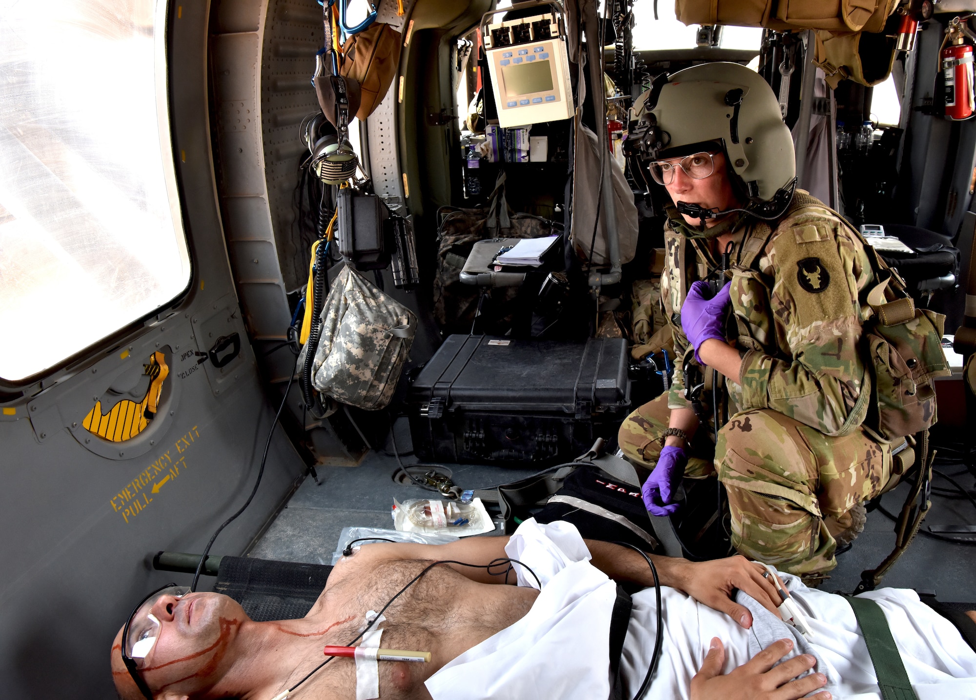 The 378th Expeditionary Medical Squadron conducted a trauma response exercise to practice its response, mitigation, treatment and evacuation of critically injured patients at Prince Sultan Air Base, Kingdom of Saudi Arabia.