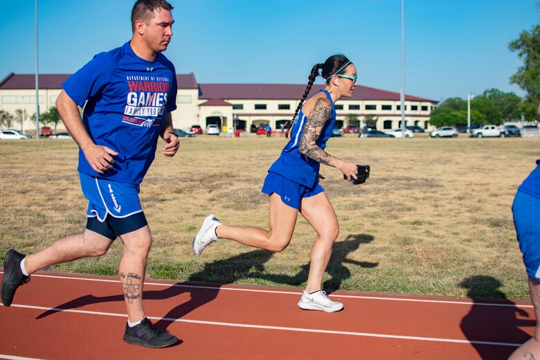 In the current climate of physical distancing, AFW2 endeavors to continue maintaining a connection with wounded warriors and their caregivers. They do this through live virtual events on social media and have begun holding competitive events like this one for athletes to stay engaged with adaptive sports and with the staff of AFW2. (U.S. Air Force Photo by Shawn Sprayberry).