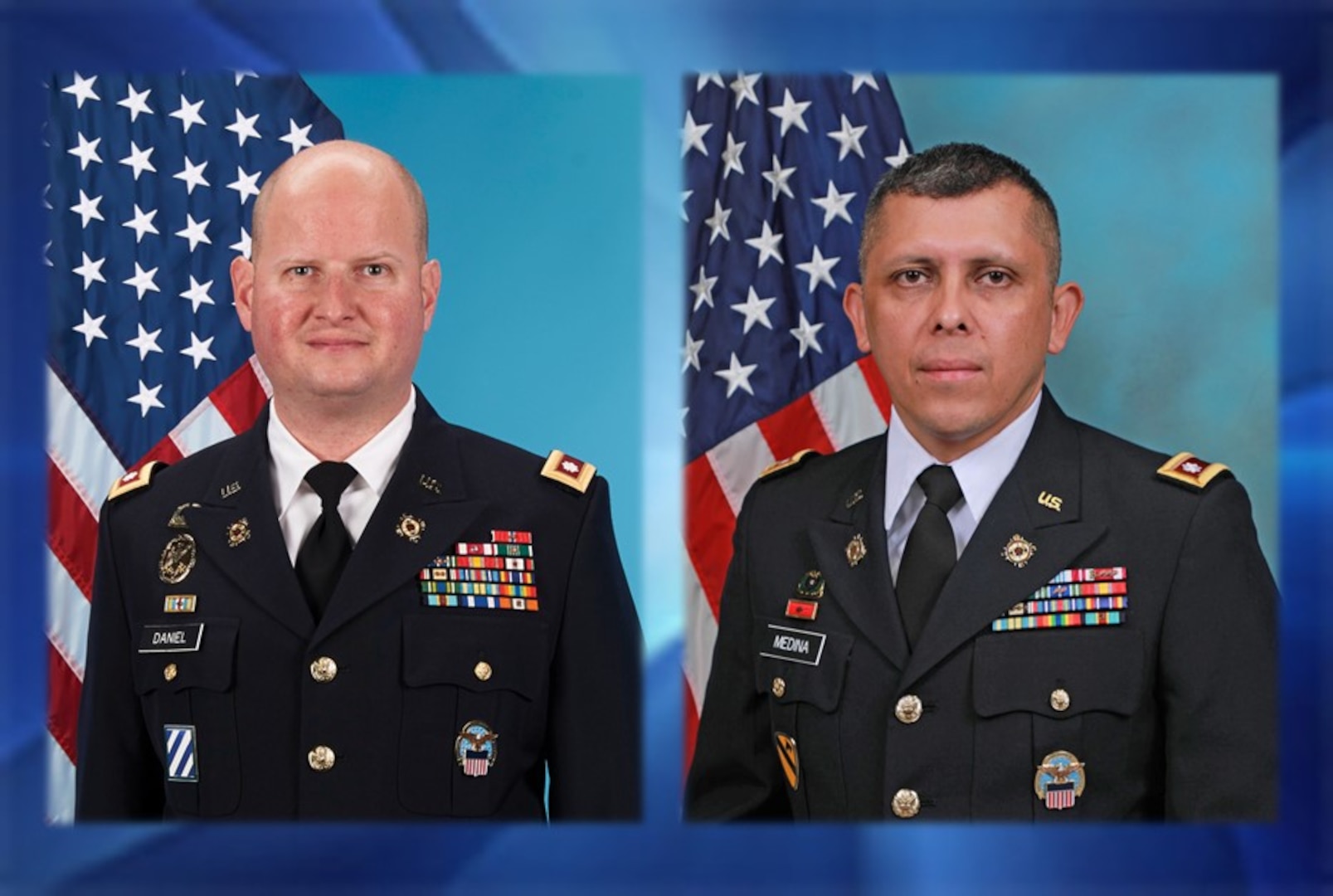 Army Lt. Col. Craig Daniel and Army Lt. Col. Jose Medina