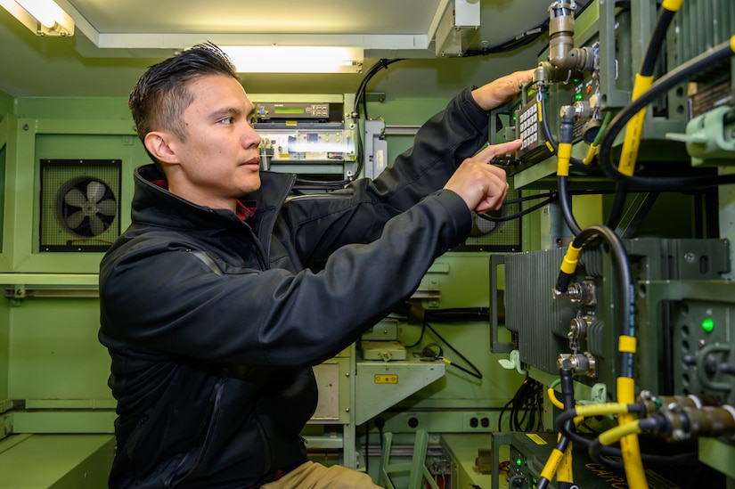 Photo of Electronics Mechanic Raymond Duenas support the Tactical Ground Station mission at Joint Base Lewis-McChord.