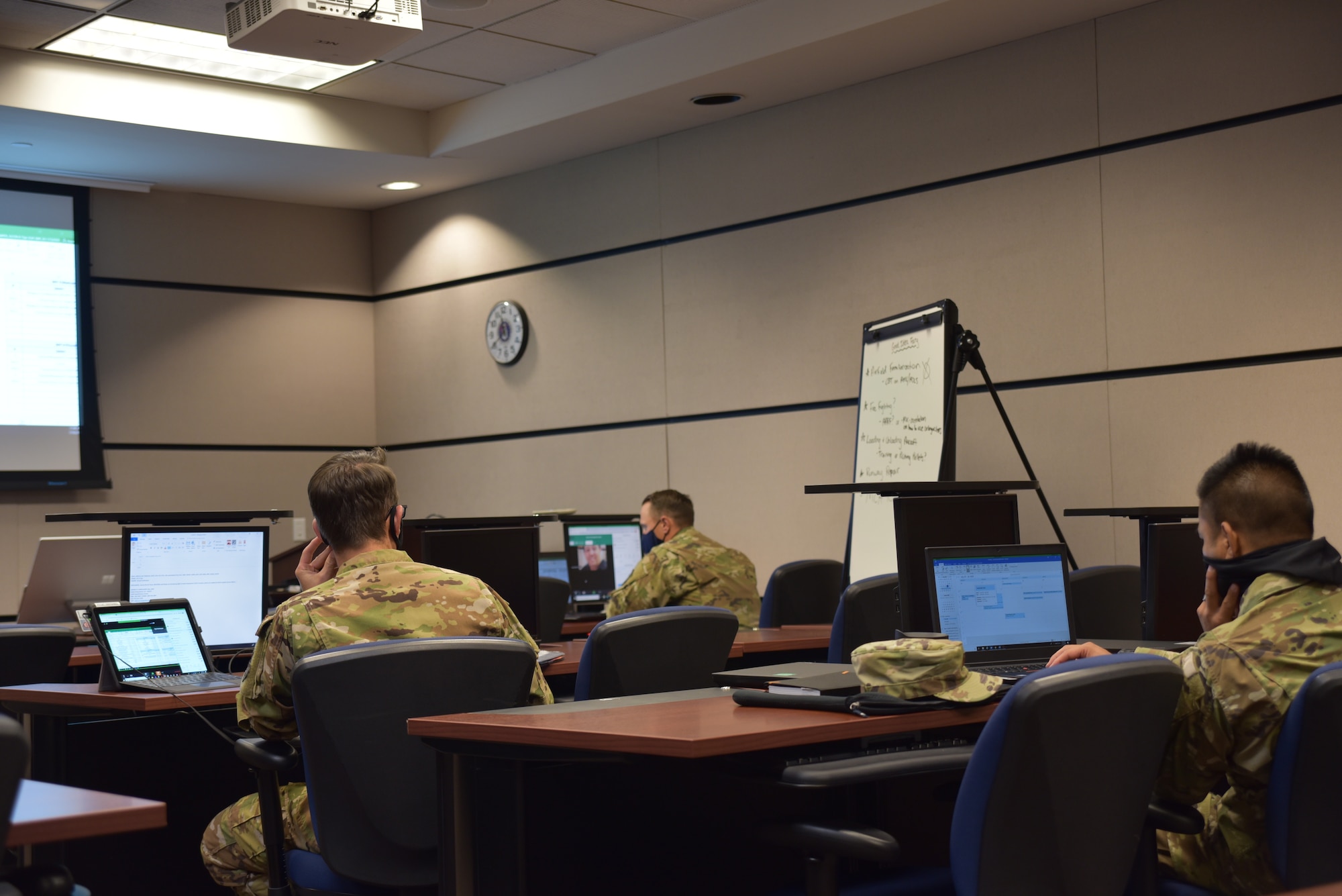 Members of the U.S. Air Force Expeditionary Center host a virtual instructional system development conference with more than 40 participants across multiple U.S. Air Force major commands, July 16, 2020, at Joint Base McGuire-Dix-Lakehurst, New Jersey. The purpose of the conference was to start the development of a training program based on the multi-capable Airmen training syllabus for agile combat employment, which was approved in January. The commands that took part in the virtual instructional system development conference included U.S. Air Forces in Europe-Air Forces Africa, Air Combat Command, Air Mobility Command, Pacific Air Forces, Air Education and Training Command, National Guard Bureau, Air Force Reserve Command, Air Force Global Strike Command, Air Force Flight Standards Agency, and Headquarters Air Force. (U.S. Air Force photo by Maj. George Tobias)