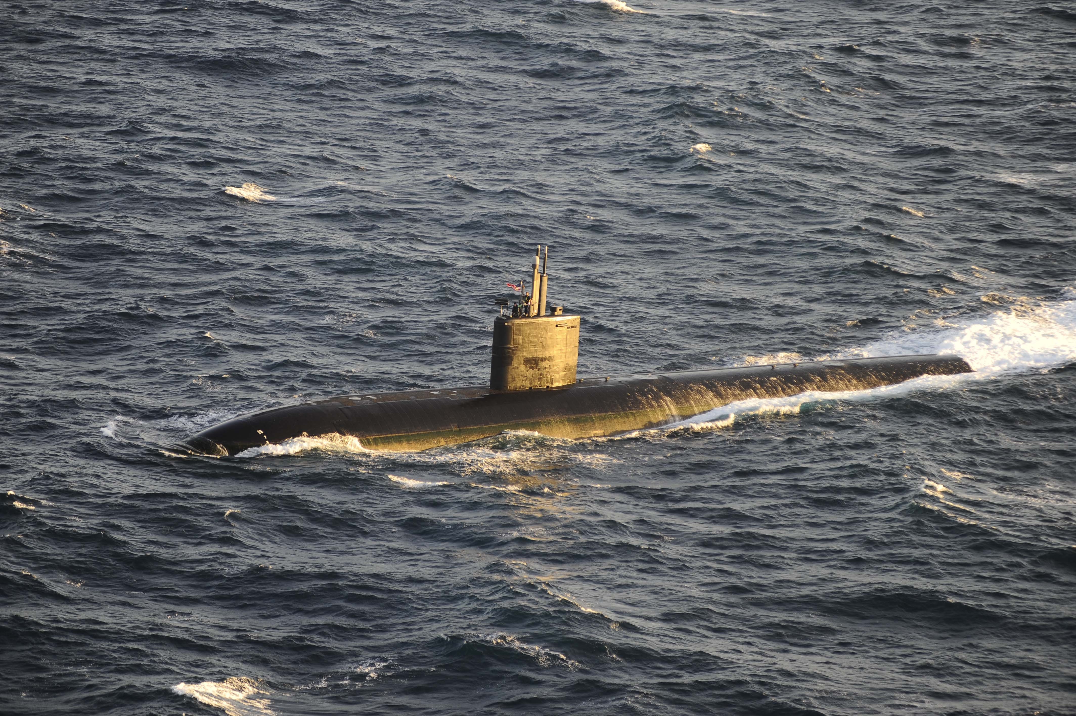 The Los Angeles-class attack submarine USS Montpelier (SSN 765) operates under its own power.