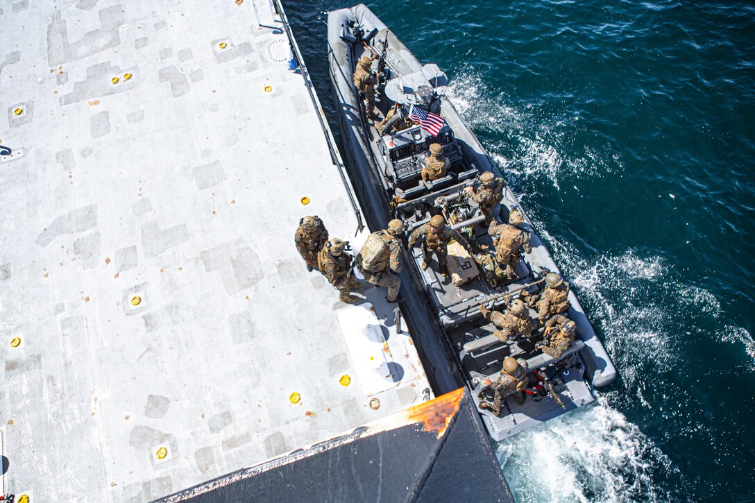 During VBSS training, Marines hone their ship boarding and seizure capabilities to increase their proficiency of non-compliant VBSS in support of Maritime Interception operations.