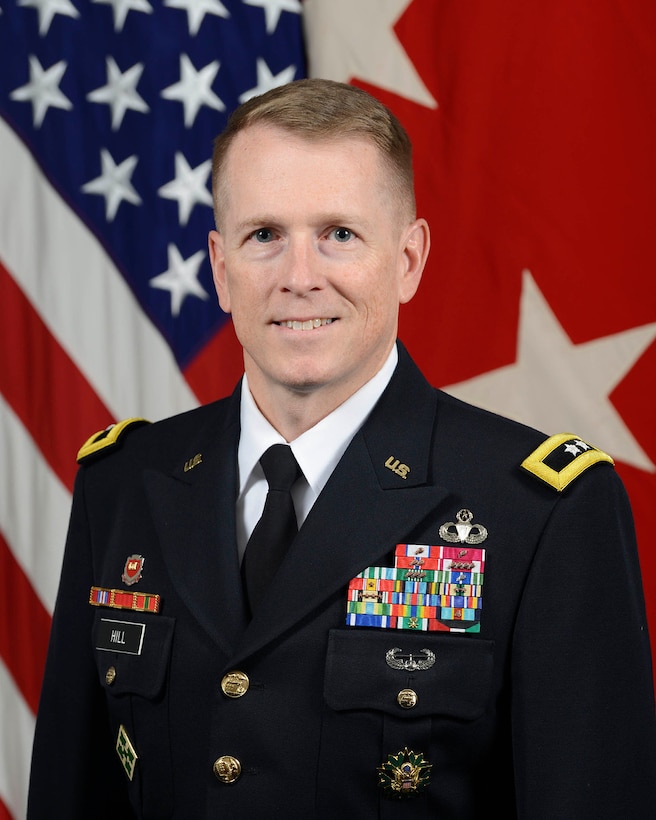 U.S. Army Maj. Gen. David C. Hill, Deputy Commanding General, U.S. Army Central  (USARCENT), poses for a command portrait in the Army portrait studio at the Pentagon in Arlington, Va., July 12, 2018.  (U.S. Army photo by Monica King)