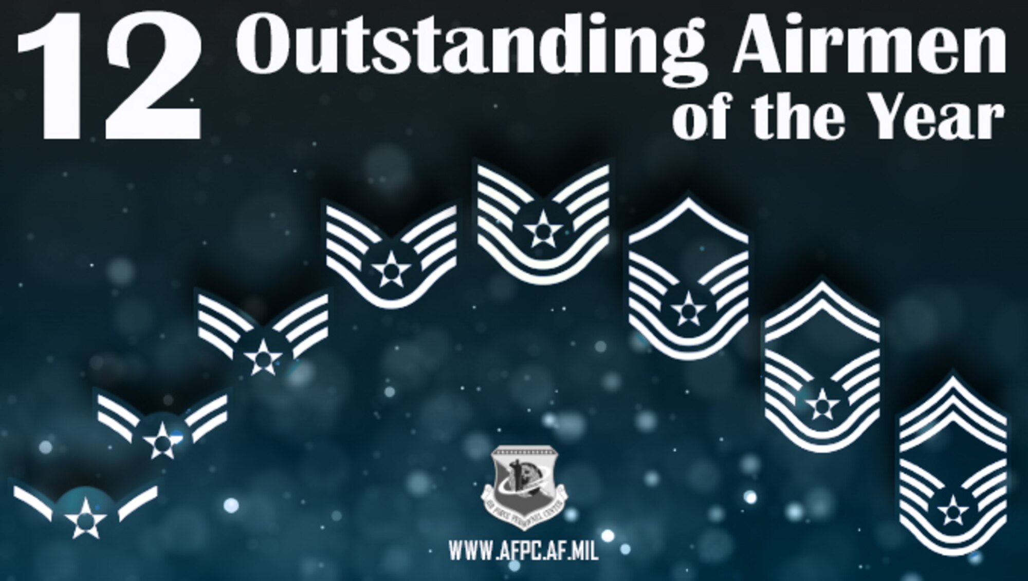 Blue graphic with each enlisted rank spread across the image