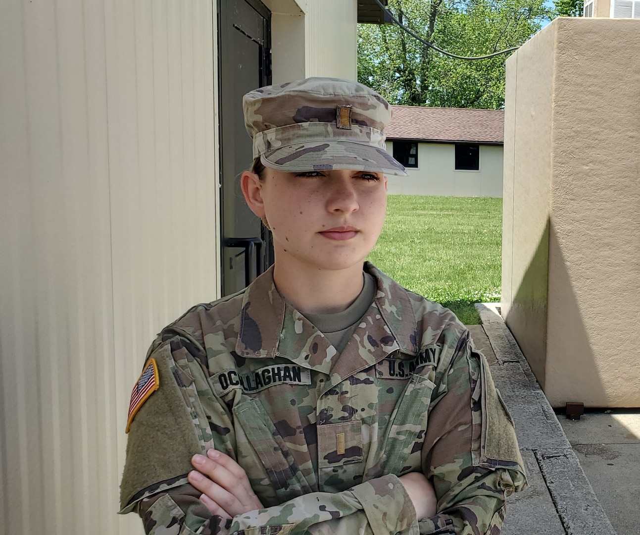 Second Lt. Colleen O’Callaghan, a platoon leader with the Ohio Army National Guard’s 1st Battalion, 148th Infantry Regiment, oversees her team June 9, 2020, at Second Harvest Food Bank of Clark, Champaign and Logan Counties in Springfield, Ohio. O’Callaghan is the Ohio National Guard’s first female Army infantry officer in its 232-year history.