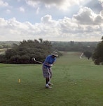 A golfer tees up at the Joint Base San Antonio-Lackland Gateway Hills Golf Course.