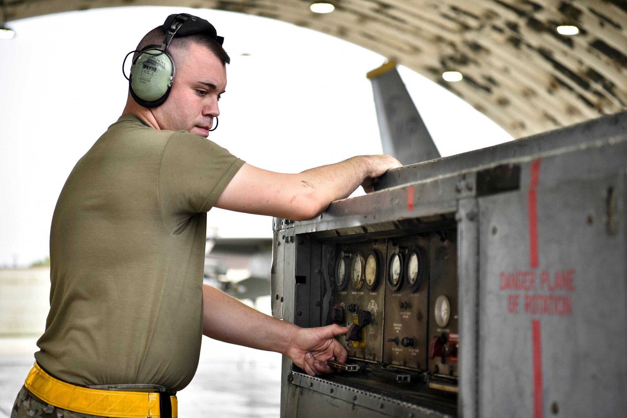 A photo of an Airman operating a ground power unit.