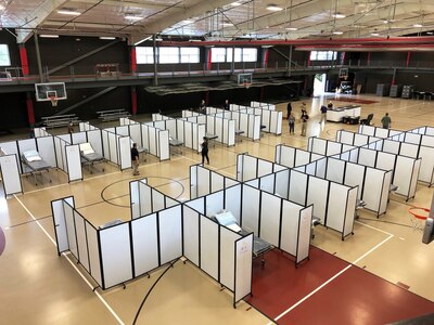 View of the Team Med Surge Isolation facility that can be set up in rural and smaller towns if medical facilities are overrun with cases.