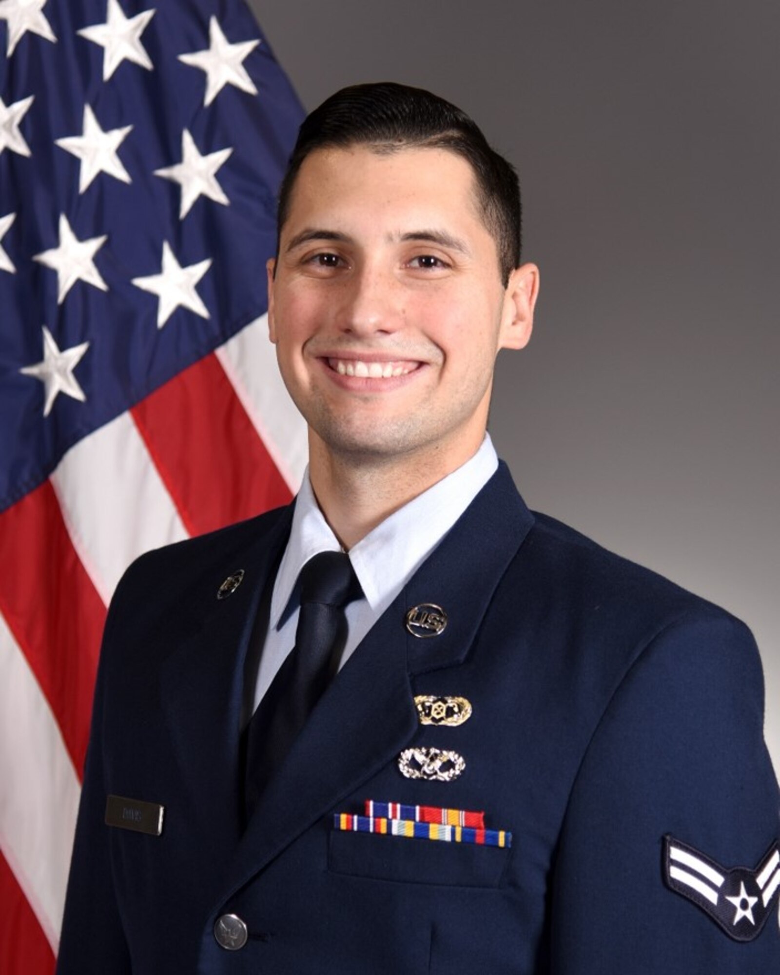 Official portrait of U.S. Air Force Airman 1st Class Dominic Davis, 17th Civil Engineer Squadron emergency manager, taken on Goodfellow Air Force Base, Texas, July 10, 2020.(Courtesy Photo)