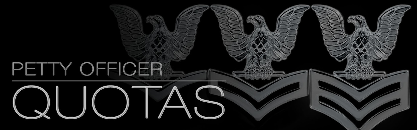 Black background with the words Petty Officer Quotas in white.