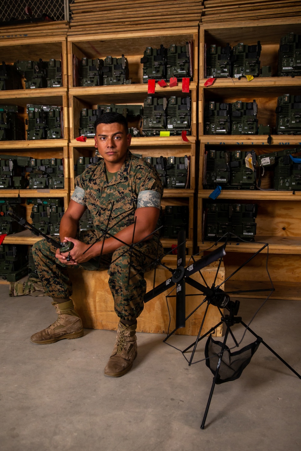 U.S. Marine Corps Cpl. Christian A. Garibay, a radio transmission operator and quality control non-commissioned officer with Headquarters Battery, 10th Marine Regiment, 2d Marine Division, poses for a portrait on Camp Lejeune, North Carolina, July 17, 2020.