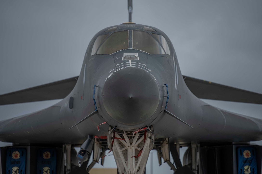 Nose-on view of a B-1.